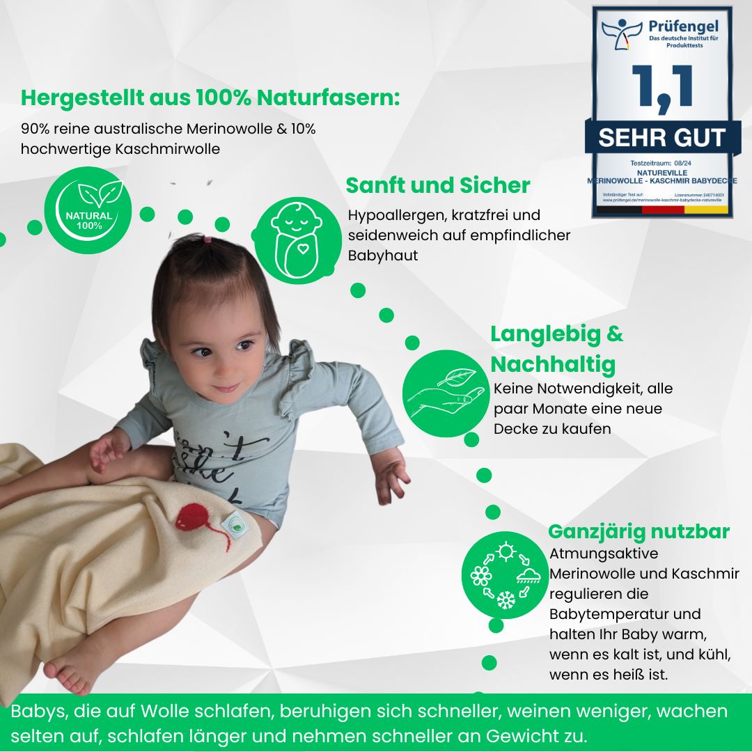 Merino Wolle Kaschmir voluminöse Babydecke, 80 x 100 cm, 100 x 135 cm