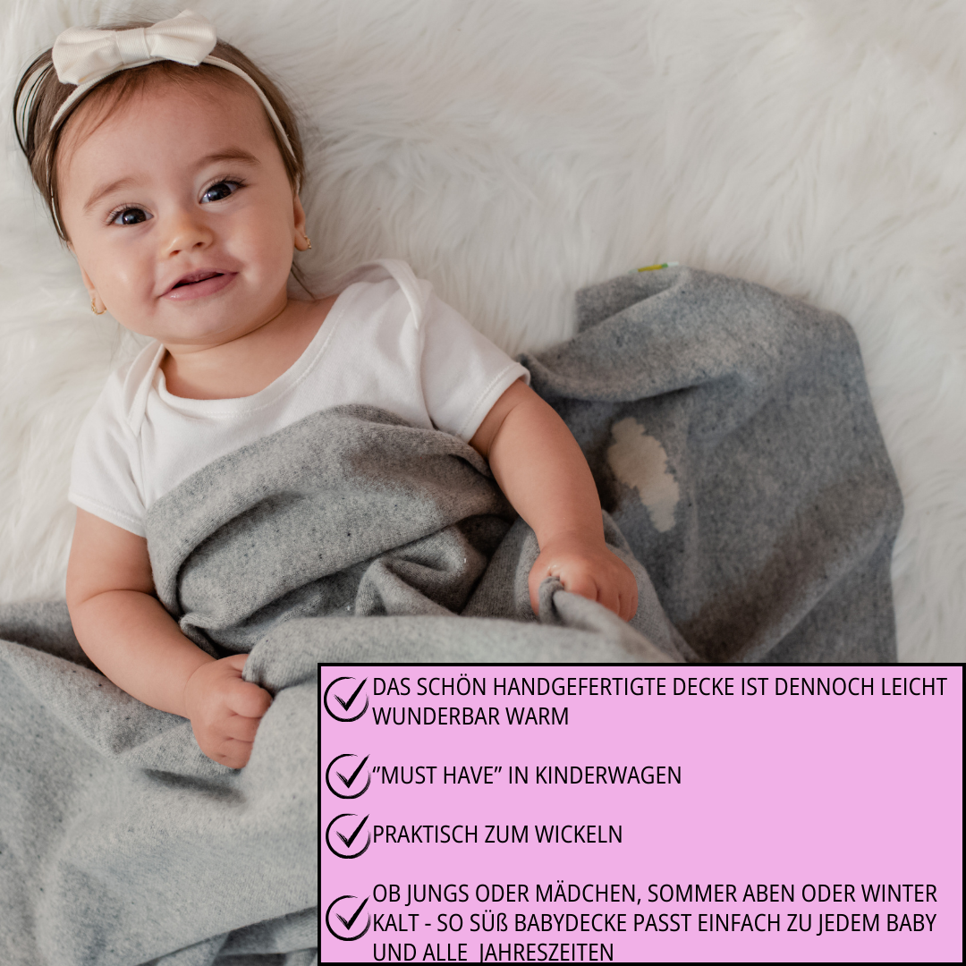 Merino Wolle Kaschmir voluminöse Babydecke, 80 x 100 cm, 100 x 135 cm